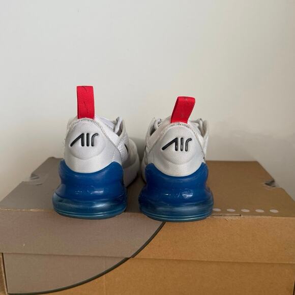 Nike Air Max 270 White/Blue Preschool Kids Sneakers - SZ 2.5 Y - Picture 3 of 12